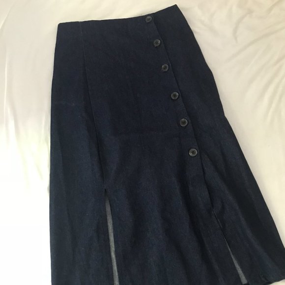 Denim midi slit skirt - Picture 1 of 2